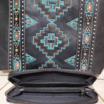 AB Black W/ Blue & Brown Aztec Concealed Carry Tote/Wallet Set