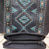 AB Black W/ Blue & Brown Aztec Concealed Carry Tote/Wallet Set