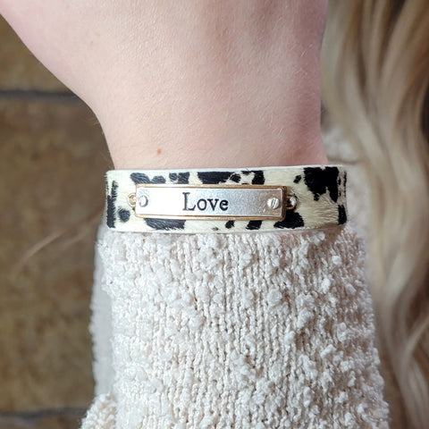 Love genuine leather cow magnetic lock bracelet