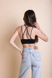 High Neck Floral Cutout Seamless Crop Top