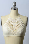 Crochet Lace High Neck Crop Top