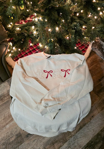 Gingerbread Bow Embroidered Sweatshirt