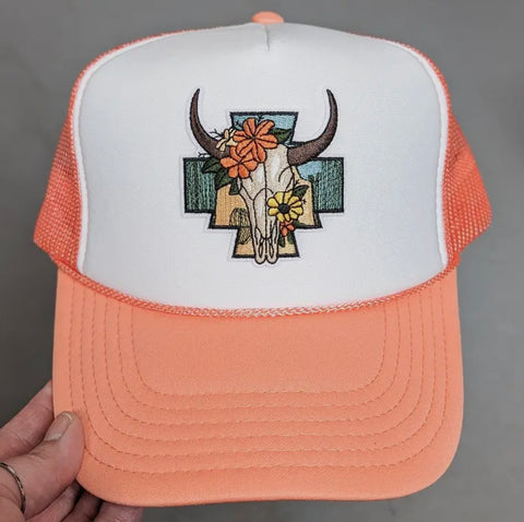 BOHO Bull Skull Trucker Hat
