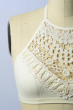 Crochet Lace High Neck Crop Top